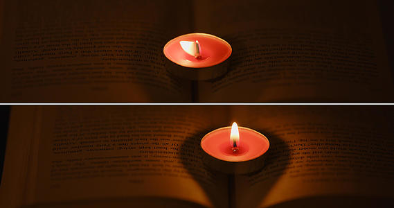 书本上的红色圆饼蜡烛视频的预览图