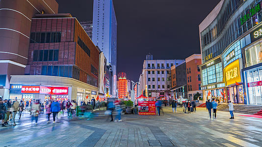8k延时河南郑州二七广场步行街夜景素材视频的预览图