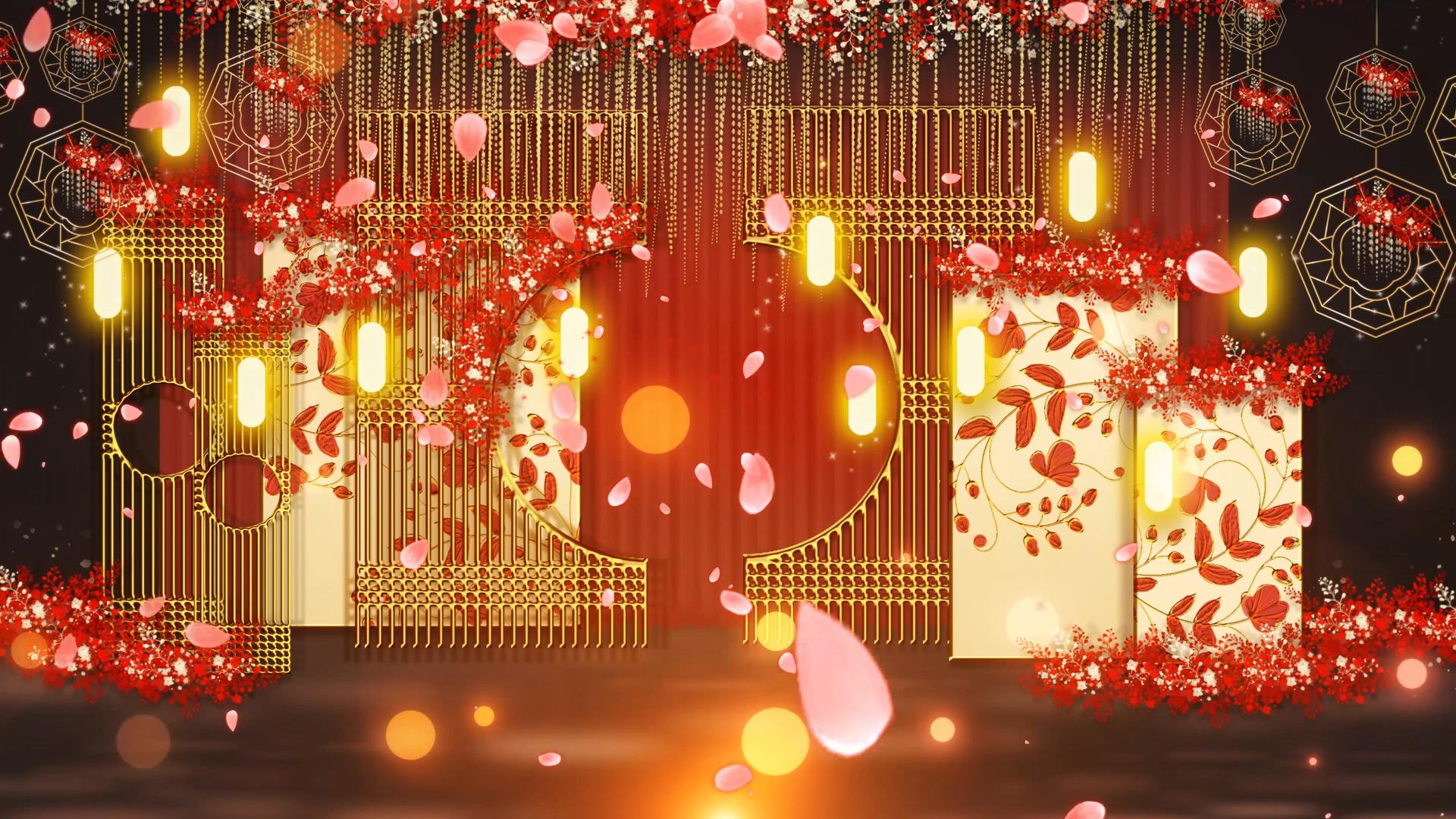 4K浪漫唯美中式婚礼舞台背景视频视频的预览图