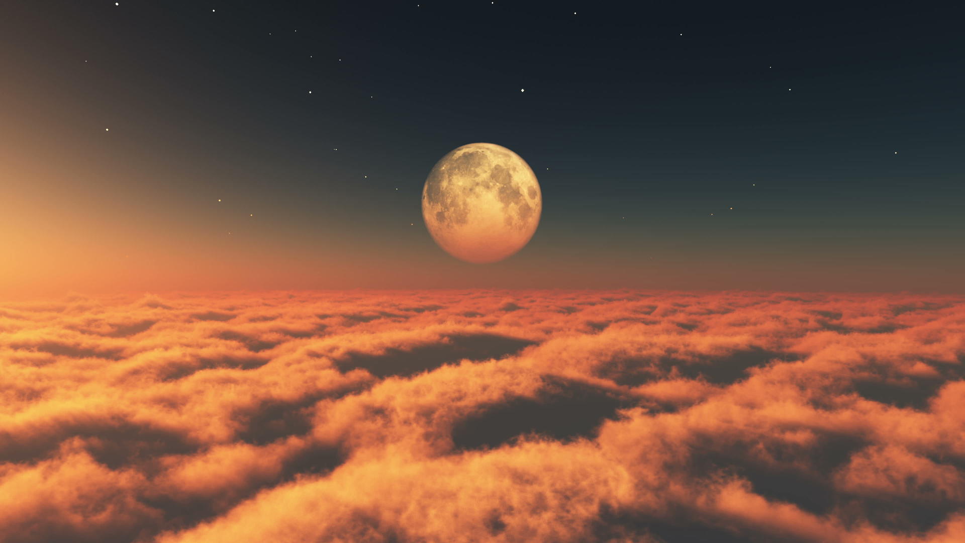 月亮在云中飞翔日落视频的预览图