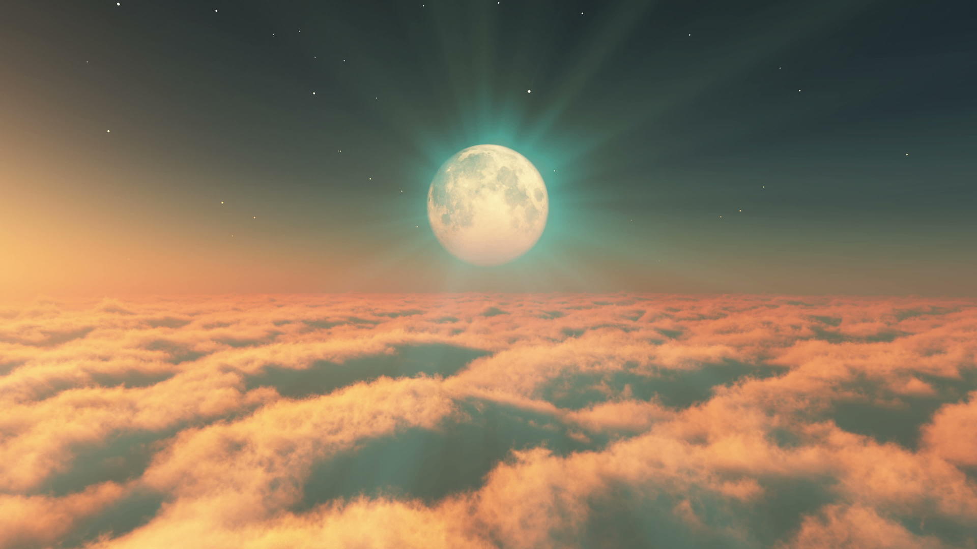 月亮在云中飞翔日落视频的预览图