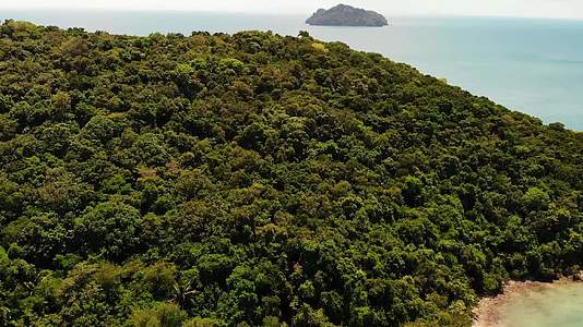 空中无人机查看泰国帕岸岛小马岛的异国情调海岸全景视频的预览图