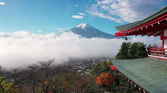 日本富士山寺庙自然风景视频的预览图