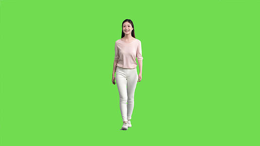 4k女性行走逛街绿幕抠像视频视频的预览图