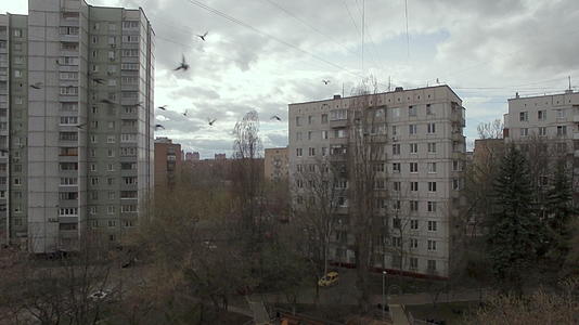 观察莫斯科多层住宅和庭院的空气视频的预览图