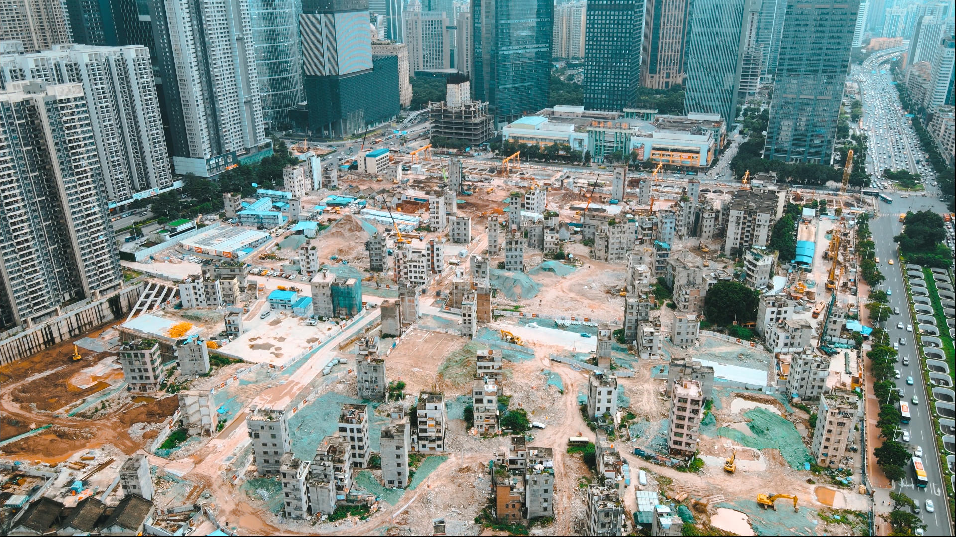 4k高清航拍广州冼村城中村城市建设视频的预览图