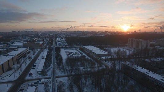 圣彼得斯堡的空中城市风景在黎明 冬天在俄罗斯视频的预览图