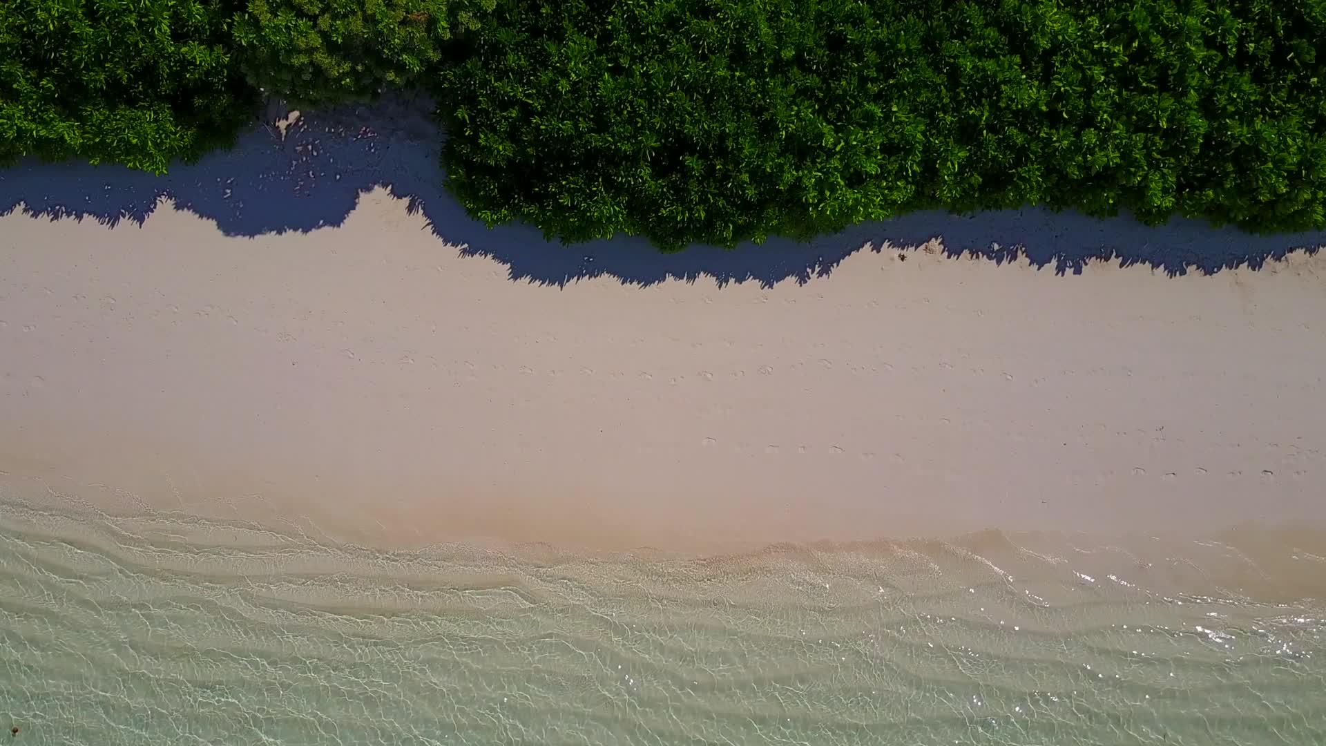 白沙背景蓝水热带泻湖海滩空中无人机全景视频的预览图