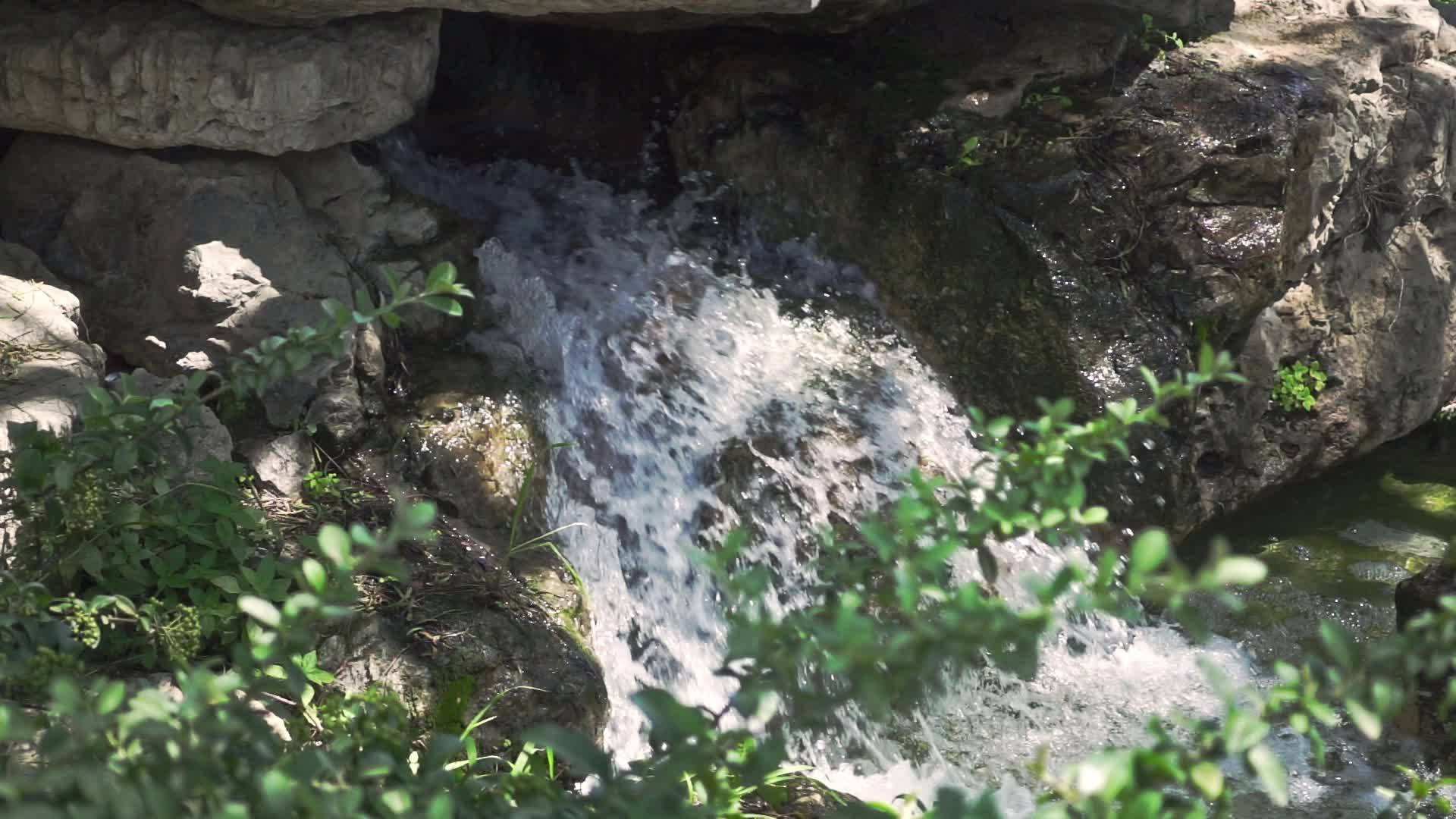 瀑布在森林深处自然流出巨石视频的预览图