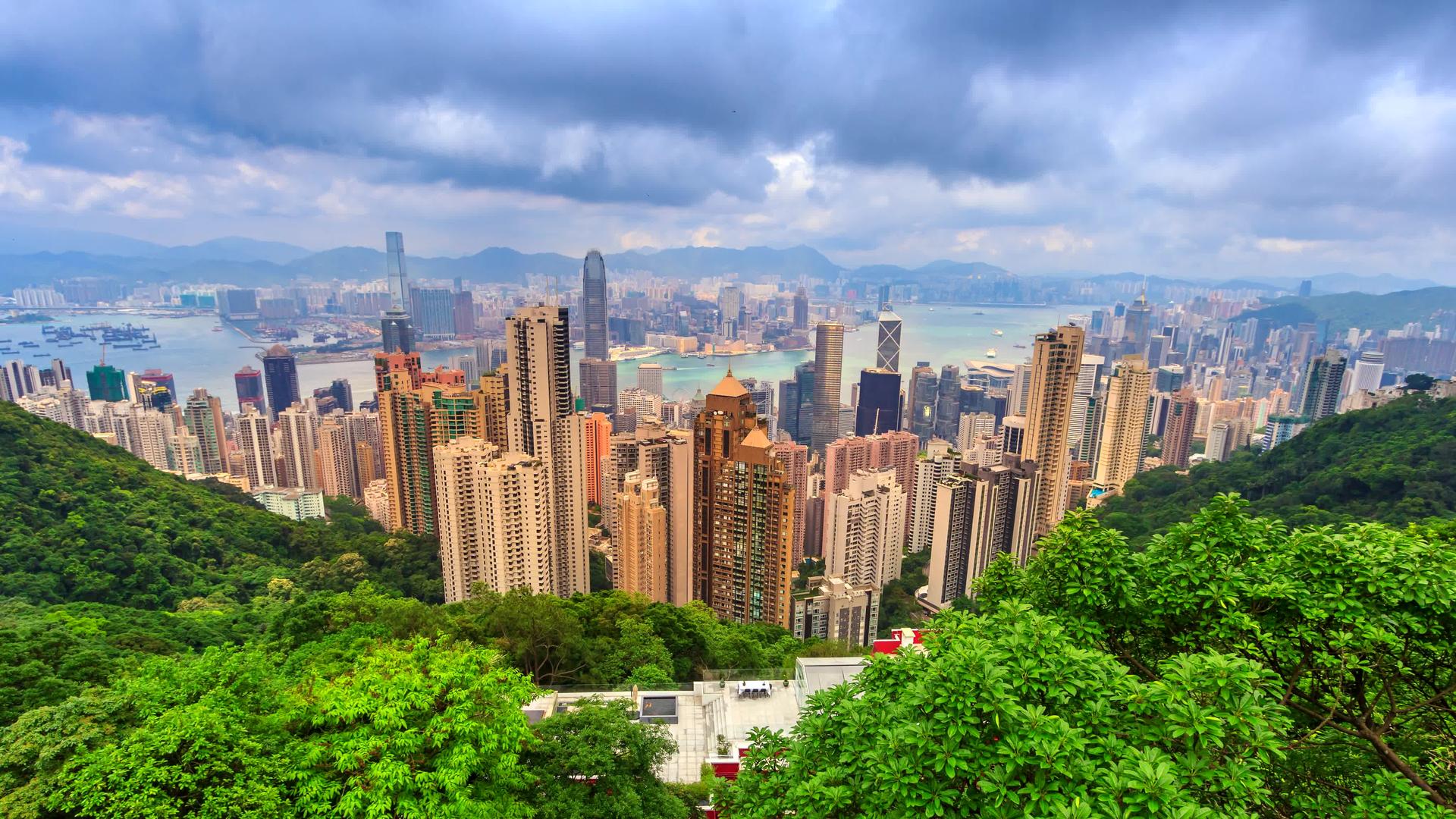 香港空视城市景观时间错向下视频的预览图