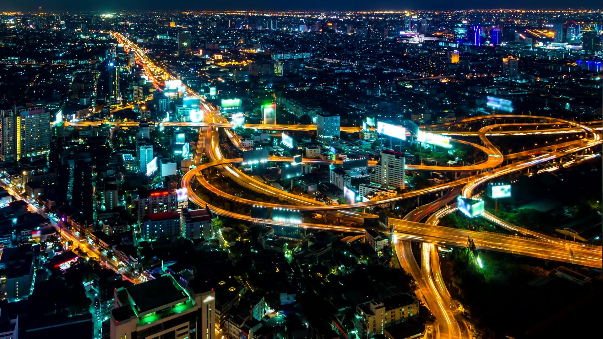 泰国王国邦科克市夜间城市景观视频的预览图