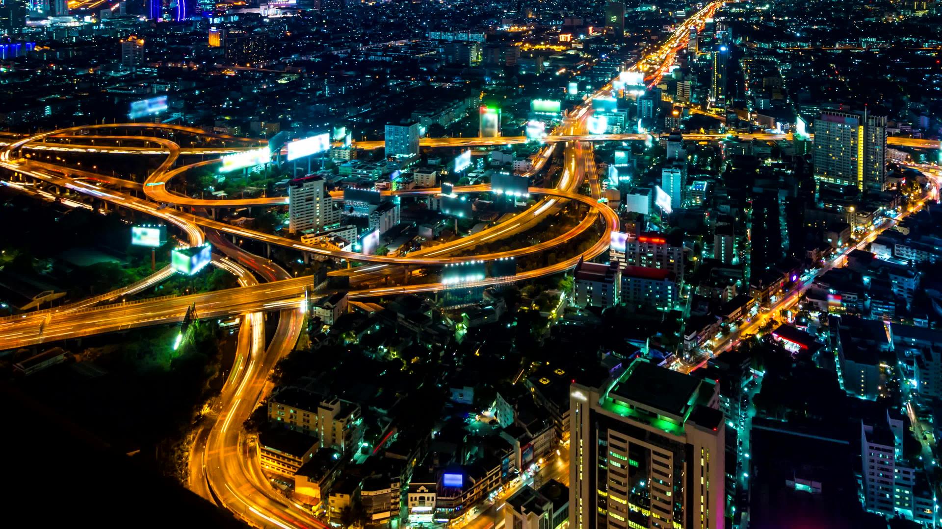 泰国王国邦科克市的夜景时间视频的预览图