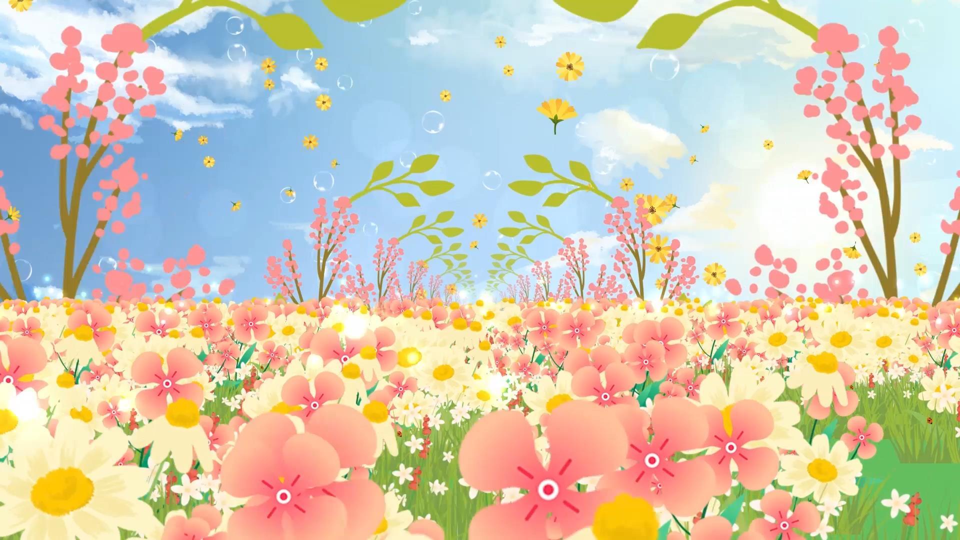 温馨动态花海唯美粒子花朵上升背景视频视频的预览图