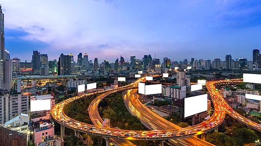 日复一日城市风景在夜间被打破泰国的城市风景被打破Bangkok视频的预览图