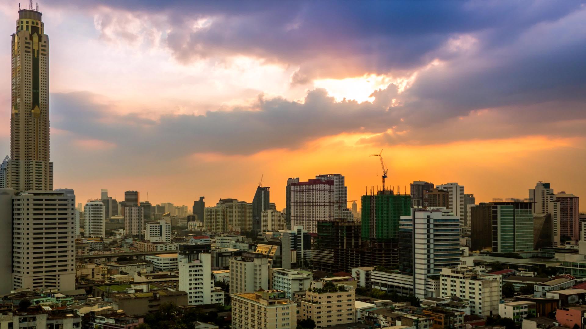 泰兰邦Bangkok日落城市风景同声视频的预览图