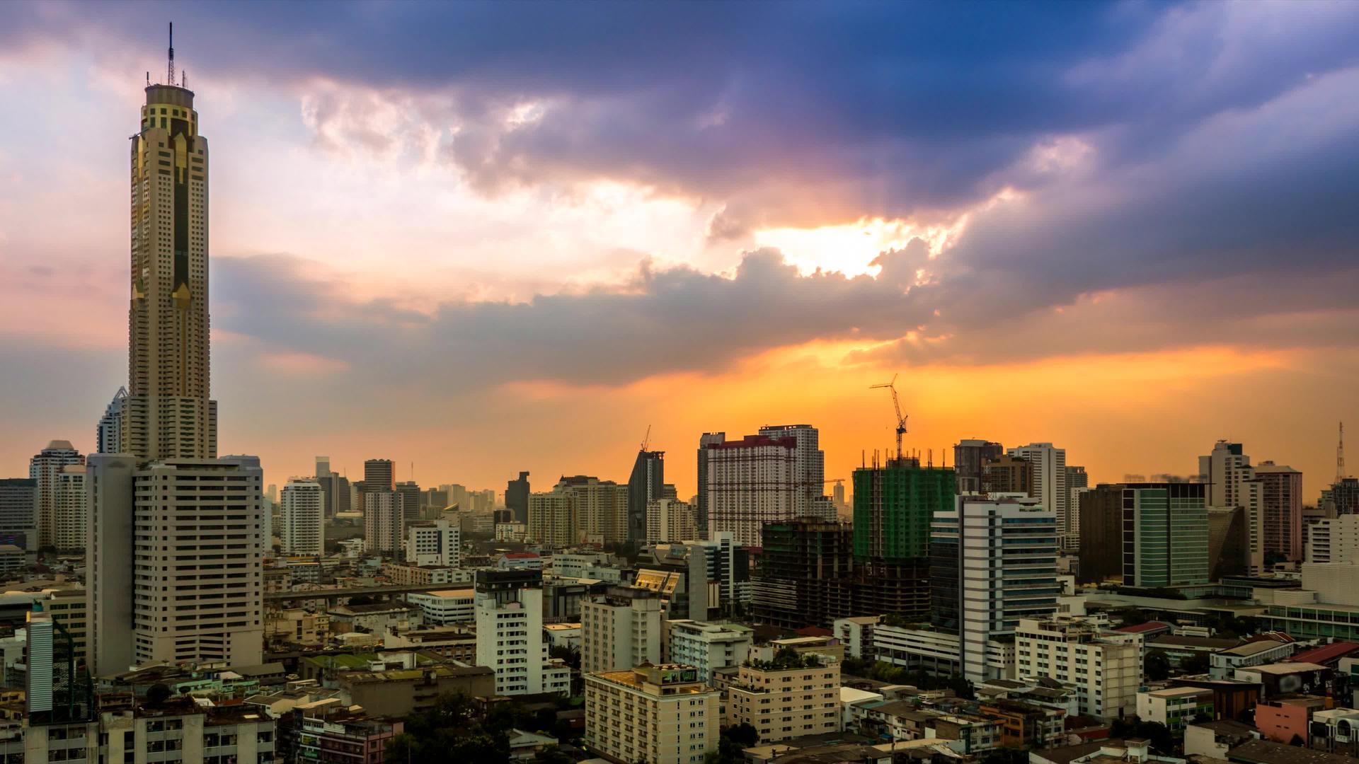 泰国王国邦科克日落城市风景视频的预览图