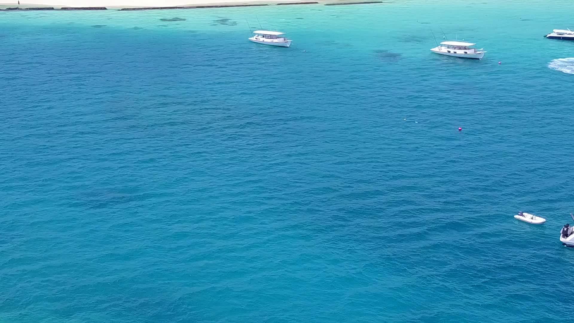 蓝海白沙背景下美丽岛屿海滩度假的无人机空中景观视频的预览图