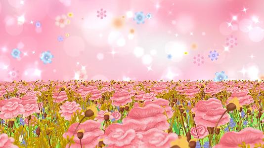 唯美动态粉色粒子花海动态光晕花朵上升背景视频视频的预览图