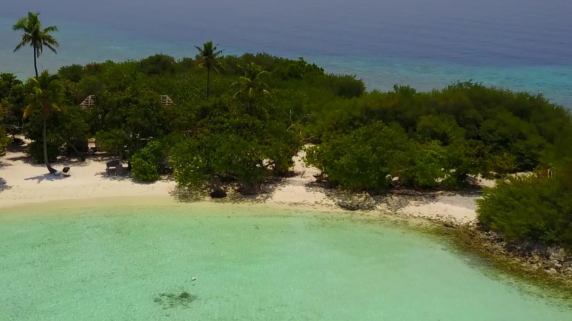 以蓝海和白沙为背景的无人驾驶海洋观光飞行视频的预览图