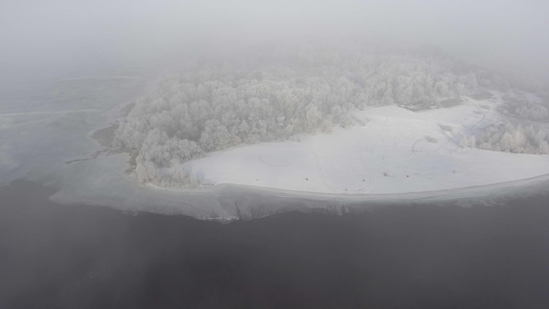 冬季森林横渡河流视频的预览图