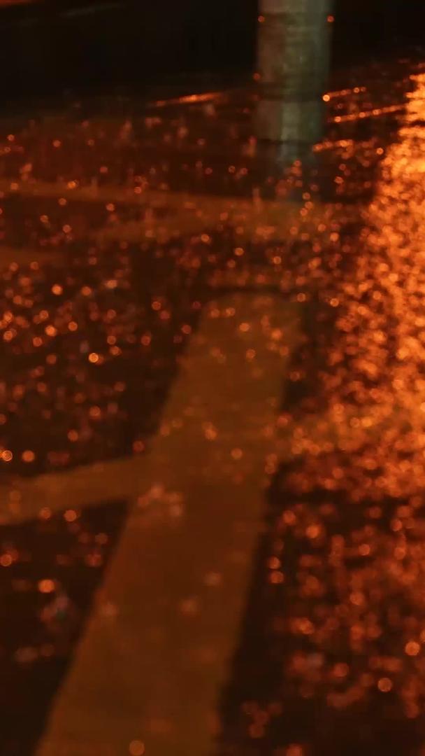 城市天气暴雨交通斑马灯反光路面素材视频的预览图