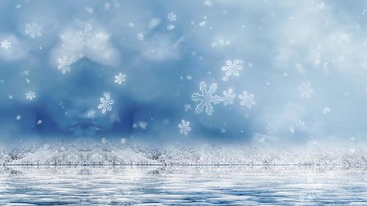 冬季创意冰晶雪花飞舞背景视频的预览图