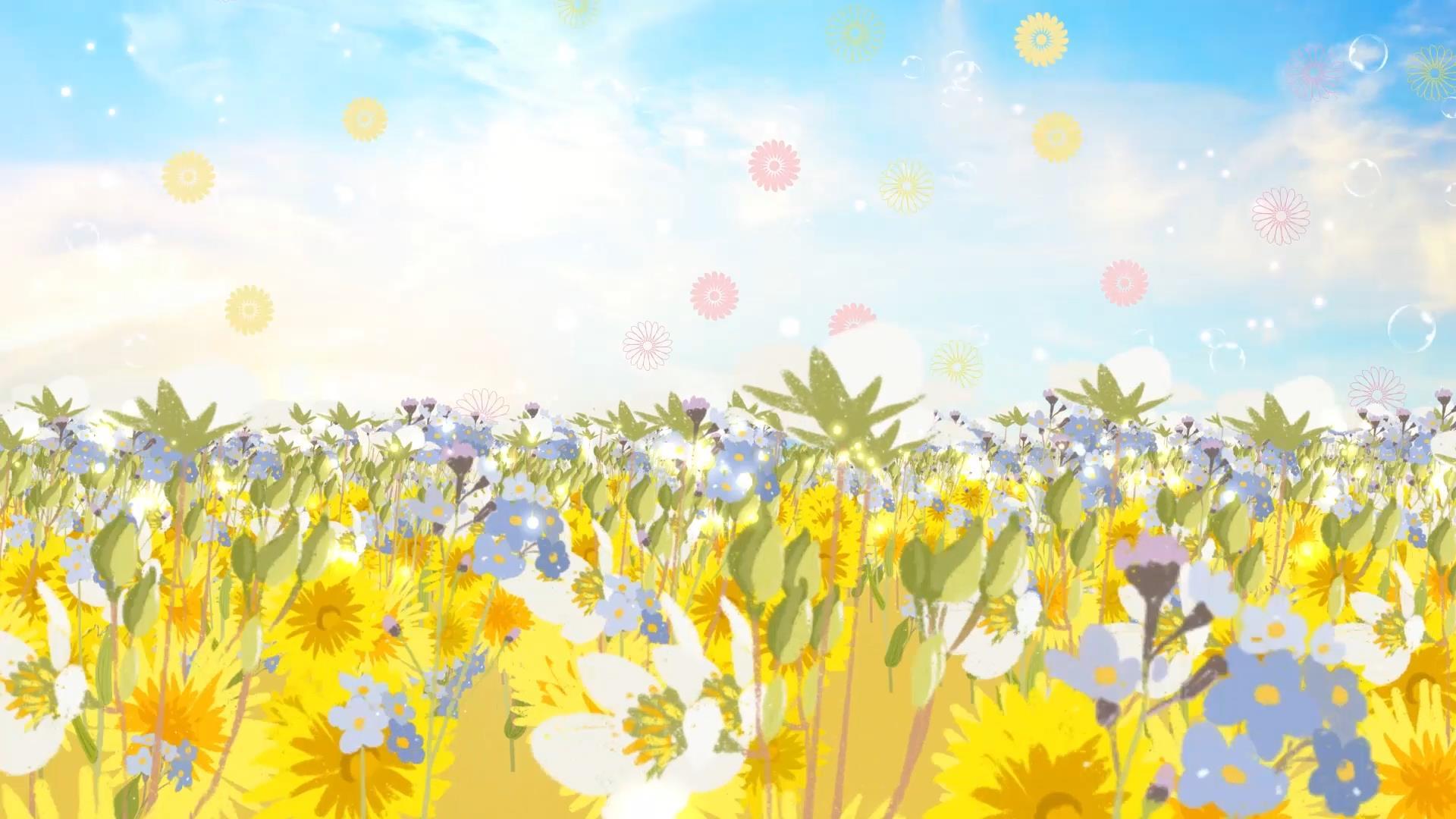 唯美动态温馨黄色花海舞台背景视频素材视频的预览图