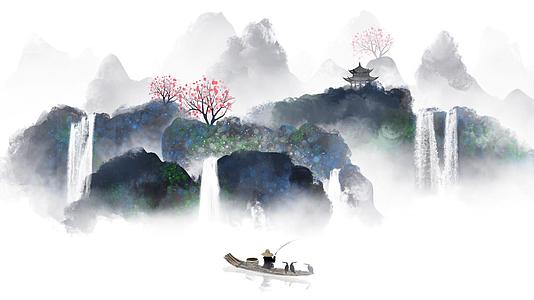 水墨中国风山水镜头视频的预览图