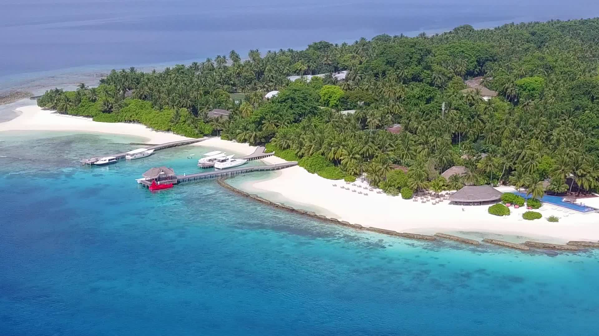 完美的岛屿海滩野生动物由绿松石环礁湖和白沙景组成视频的预览图