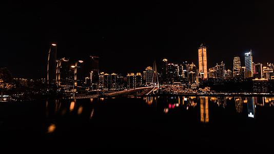 8K重庆渝中半岛水面倒影夜景视频的预览图