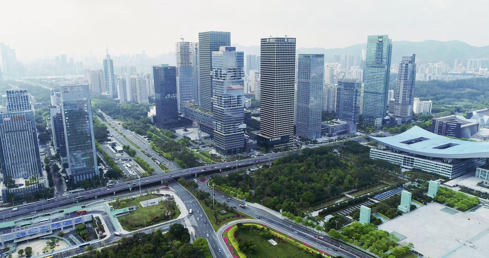 深圳市民中心建筑群4K航拍视频的预览图