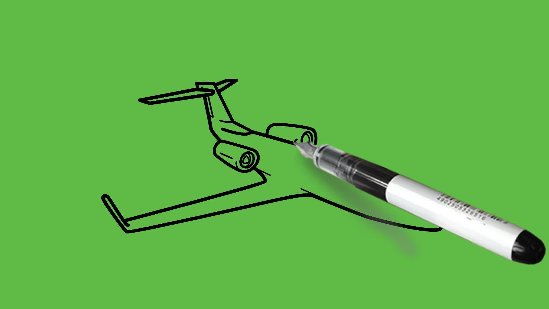 绘制一个像样的小型直升机将颜色与抽象的绿色背景相结合视频的预览图