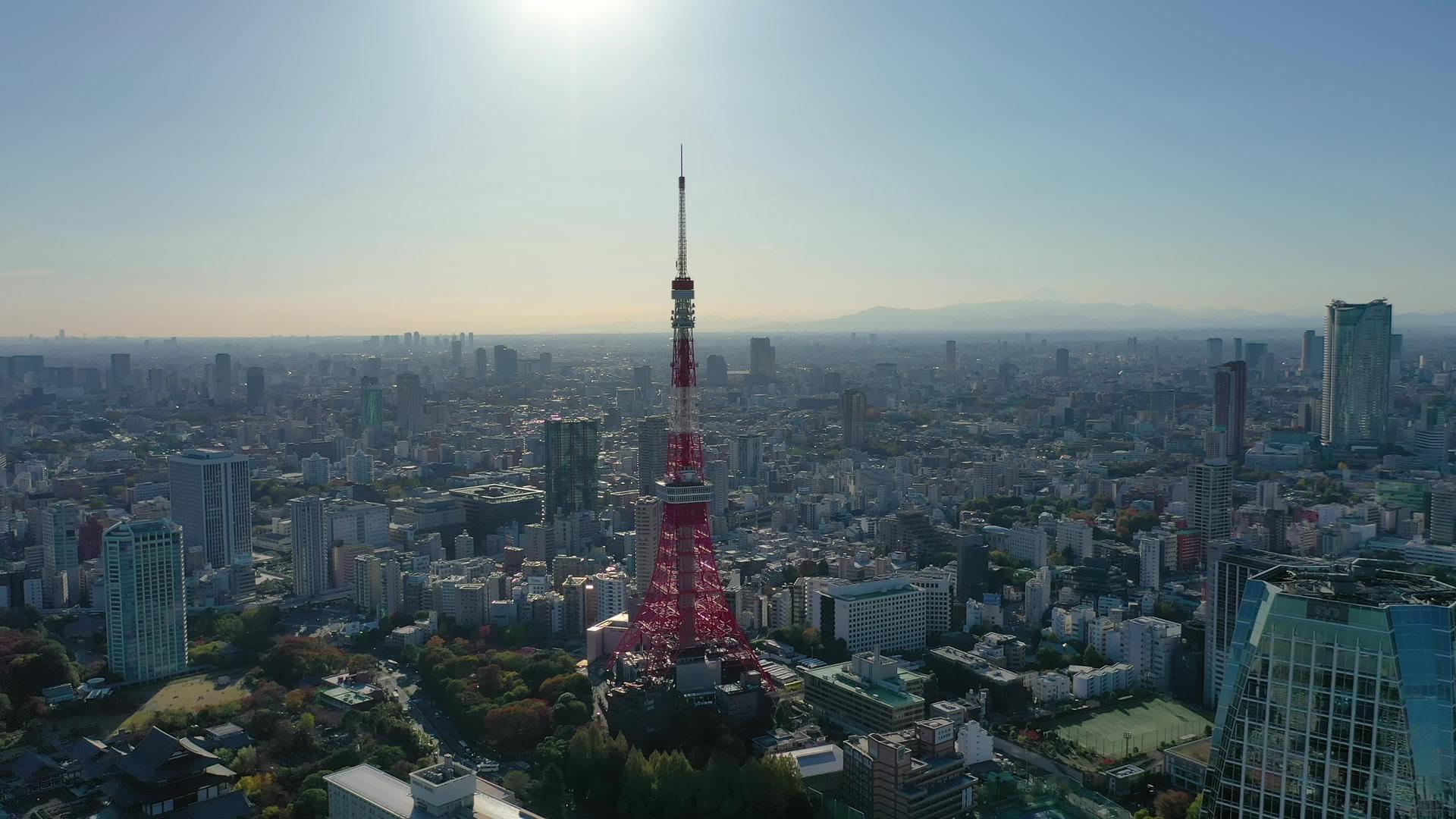 东京塔和东京城日本视频的预览图