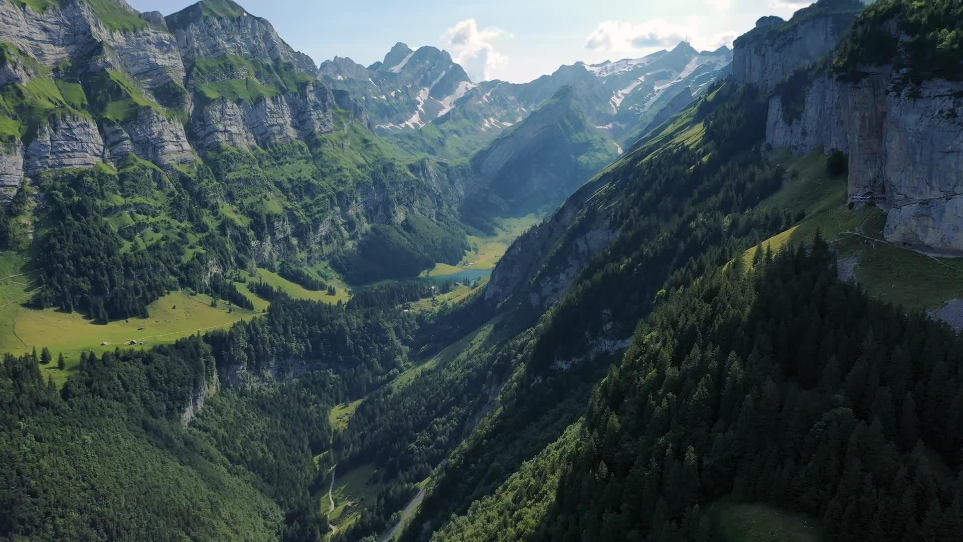 温泽尔地区的一个山谷飞越了斯维兹兰视频的预览图