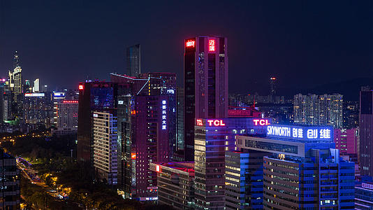 8K高清深圳南山科技裙楼深南大道互联网电子商务金融城市夜景延时视频的预览图
