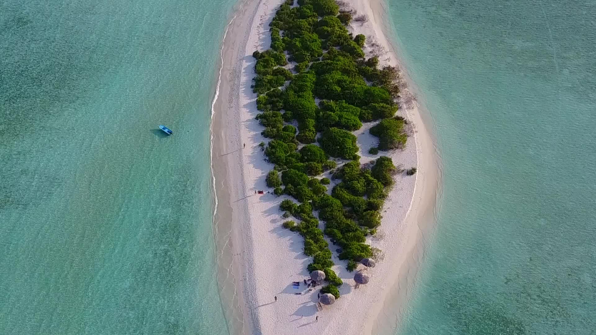 在清澈的海洋和白色的海滩背景下航行的沿海海滩航行视频的预览图