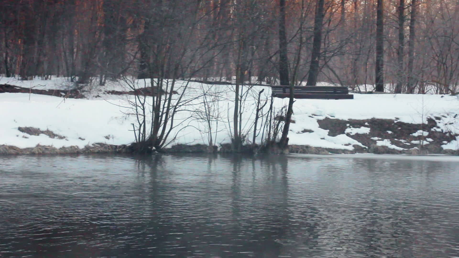 冬季温特河雾景冬季背景视频的预览图