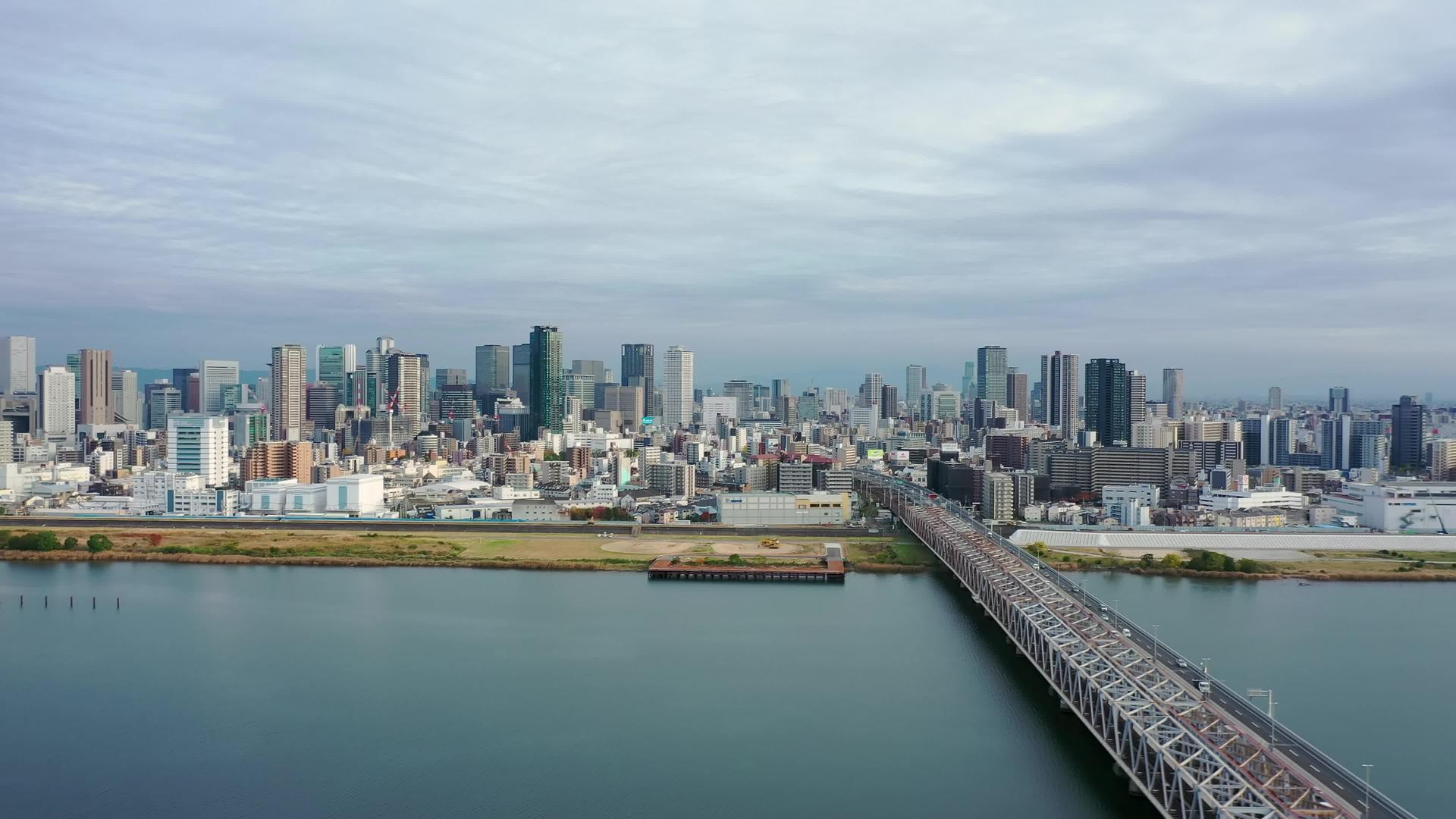 日本大阪城建河流视频的预览图