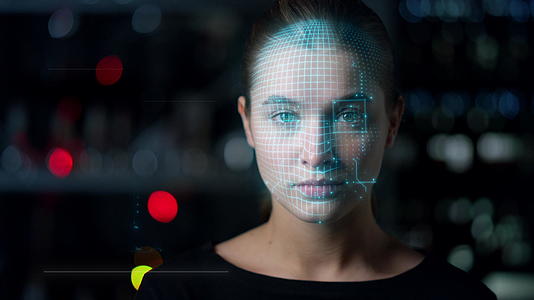 特写技术全息技术分析面部扫描过程研究女性特征视频的预览图