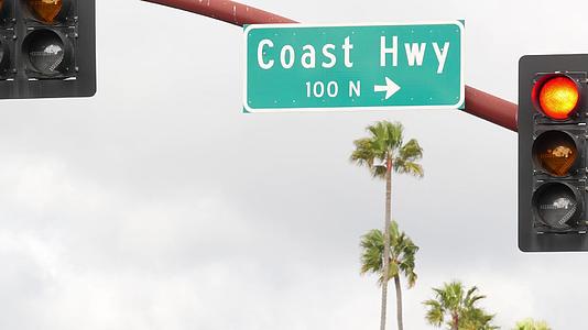 太平洋海岸公路历史悠久101号公路标志着美国加州视频的预览图