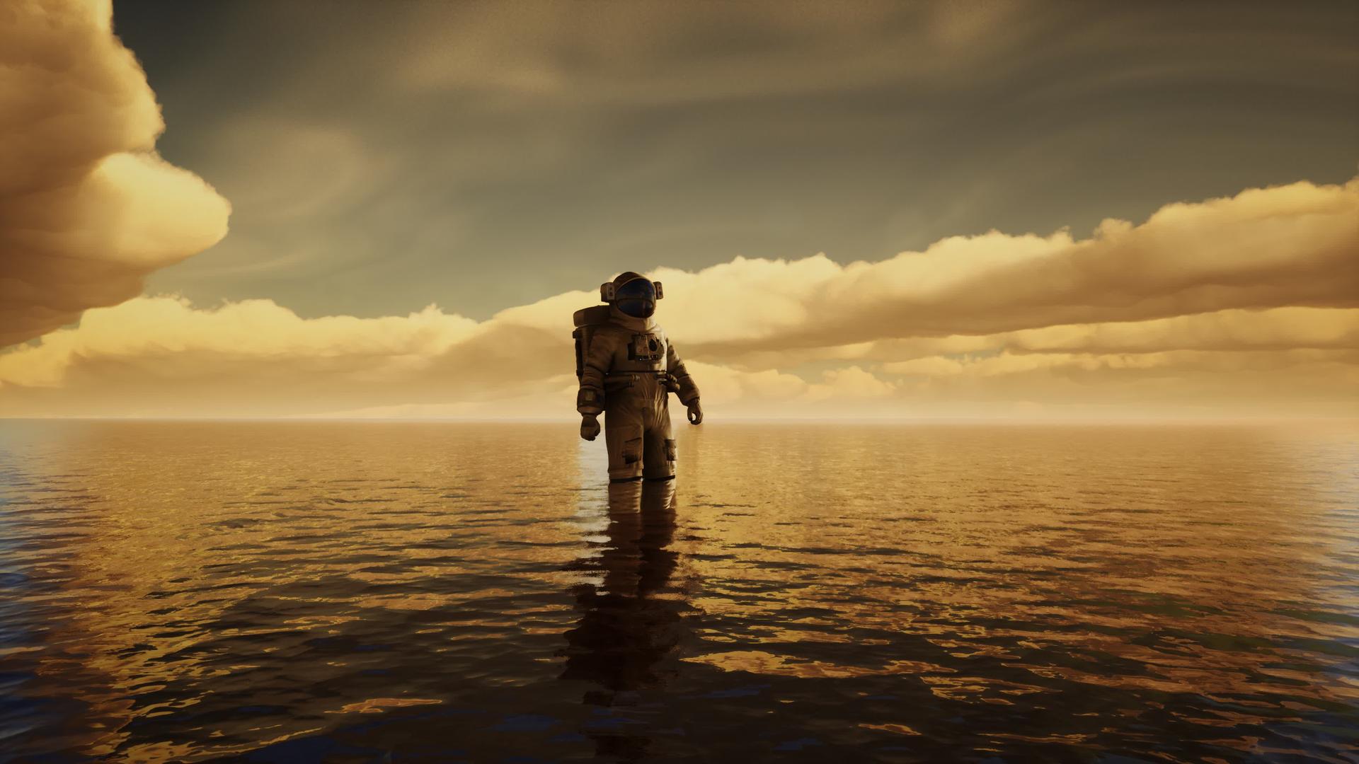 日落时空太空人在海里视频的预览图