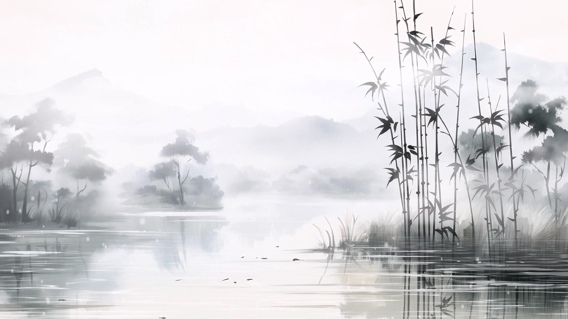 简洁美丽的中国风竹林国风背景视频视频的预览图