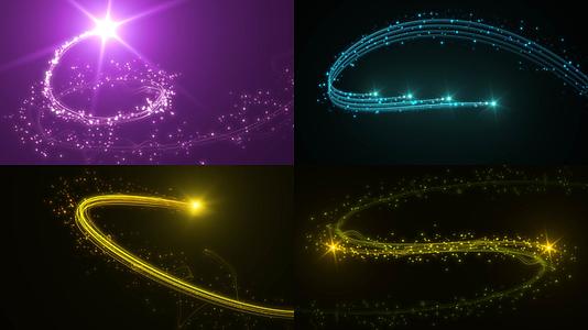 一组闪亮的光线粒子闪耀冲屏过渡动画视频的预览图