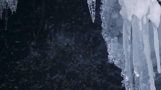 熔冰柱透明的泉水瀑布背景视频的预览图