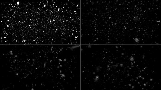 一组雪花粒子下落元素动画视频的预览图