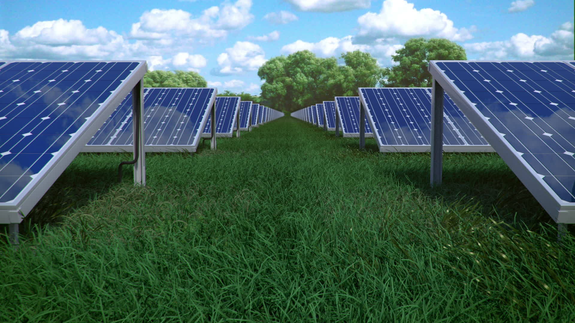 草地太阳能电池板环视频的预览图