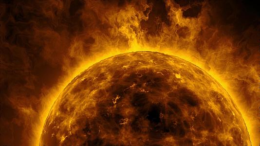 太阳热浪和火焰的橙色太阳表面视频的预览图