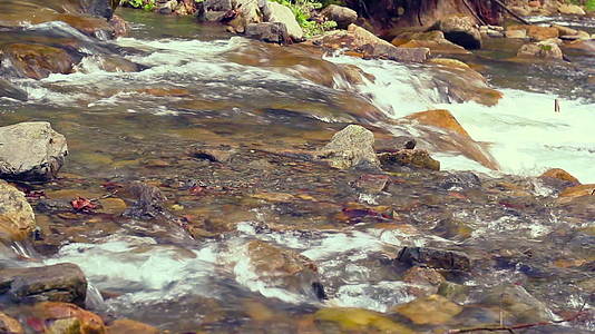 在阳光下海水流过岩石紧闭山河视频的预览图