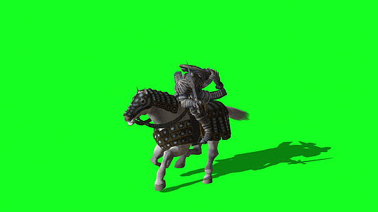 中世纪骑士在绿色屏幕上用剑和盾牌战斗视频的预览图