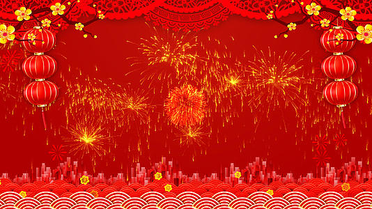 春节喜庆新年舞台背景视频视频的预览图